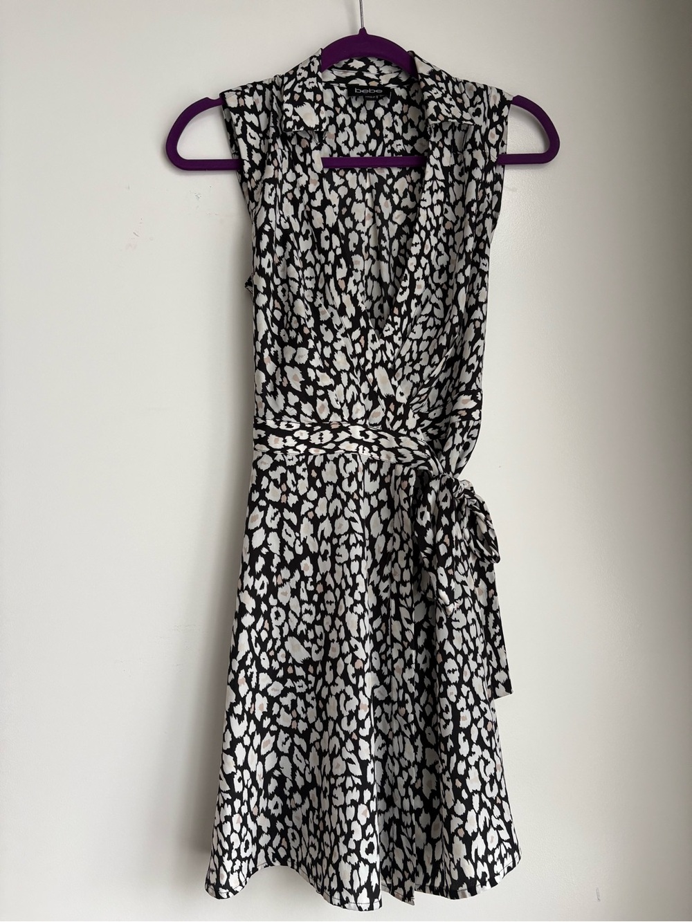 bebe Black & White Wrap Dress